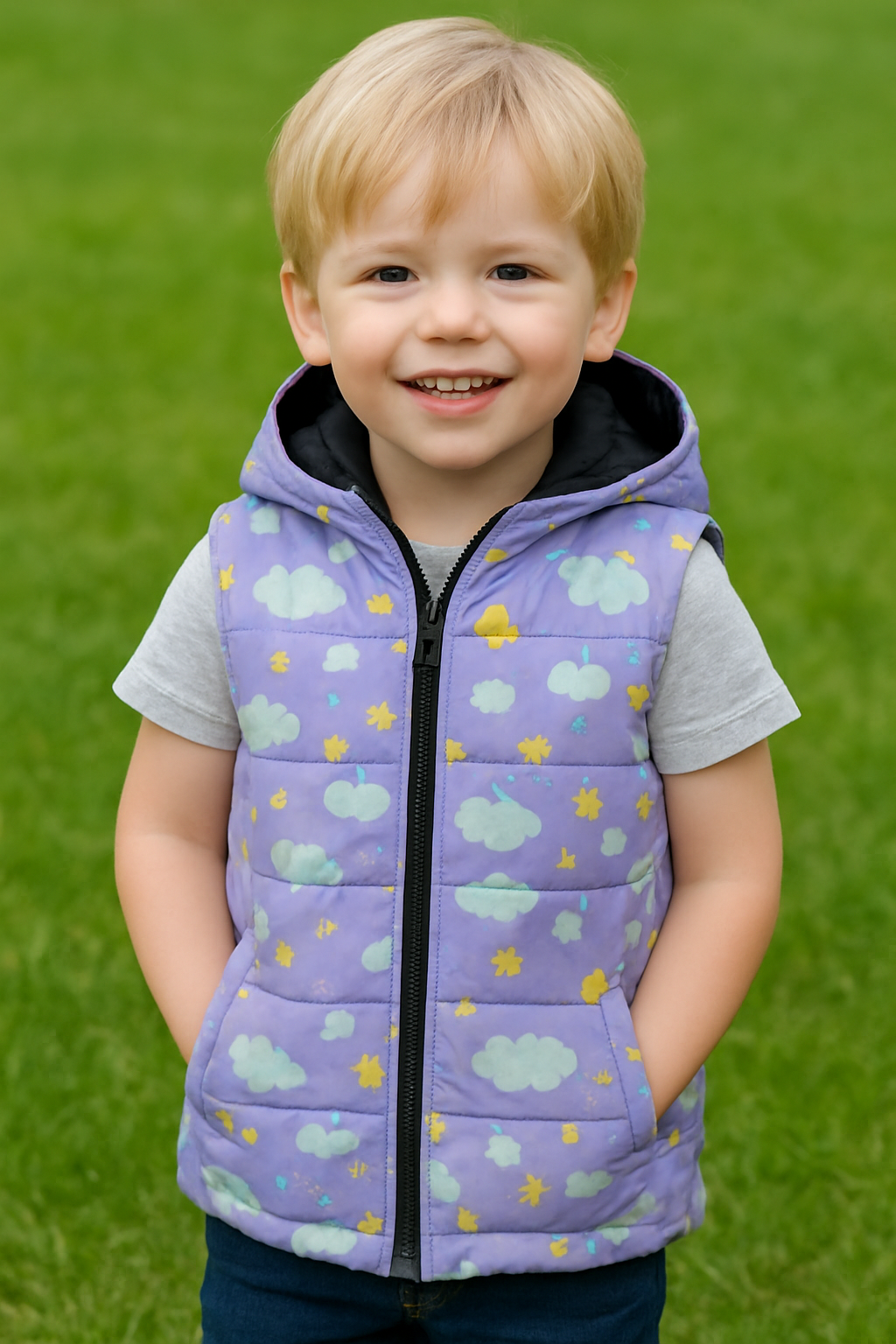 Puffer Sleeveless Jacket | Clouds | Light Purple