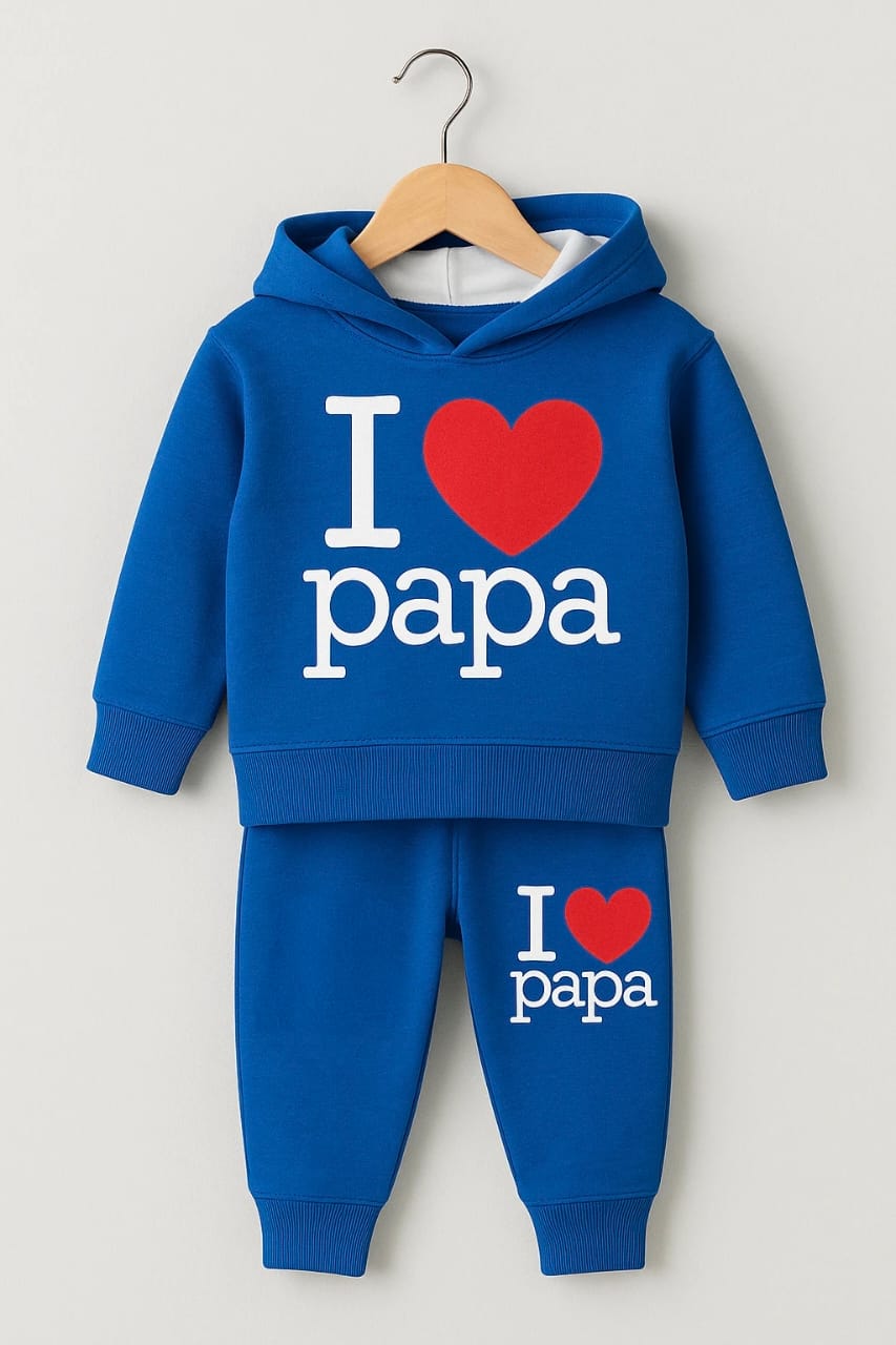 Boys Hoddie Winter Track Suite | I Love Papa | Blue