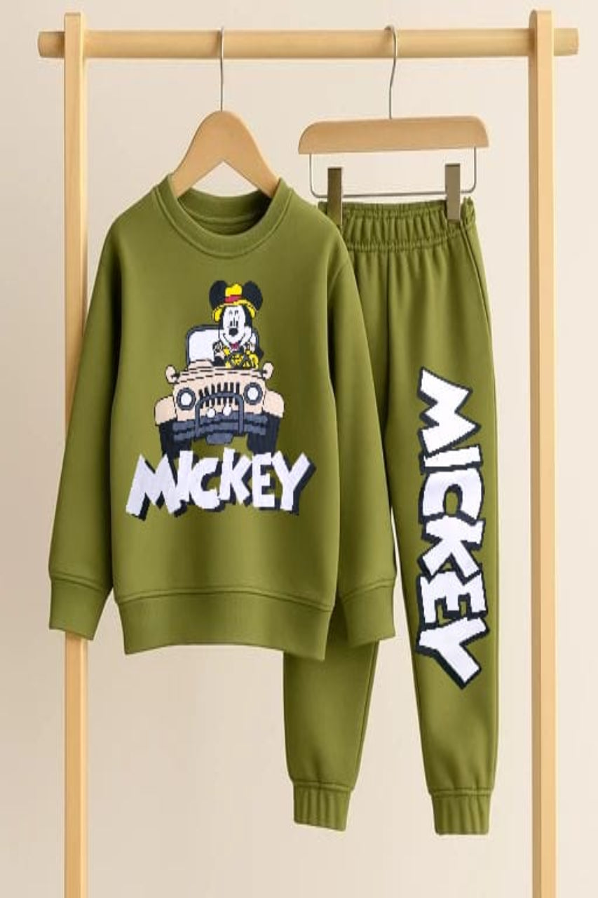 Boys Winter Track Suite | Mickey | Olive Green