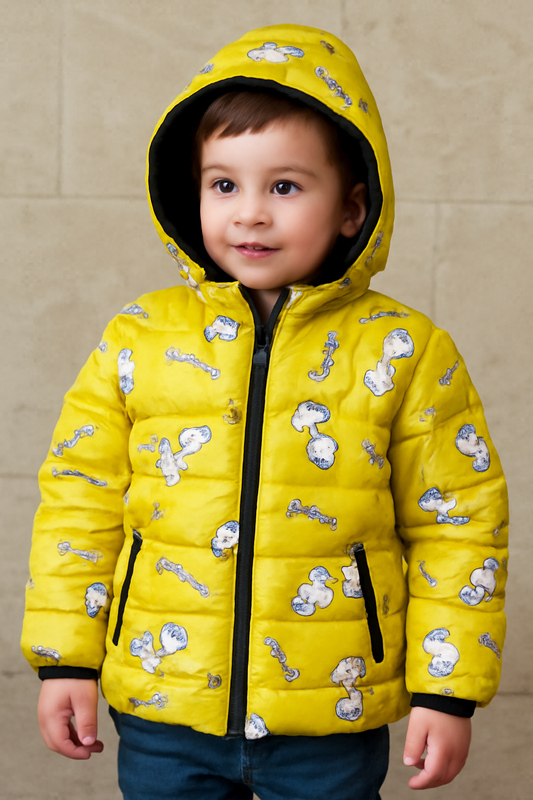 Full Sleeve Puffer Hooide  | Snoopy  | Yellow