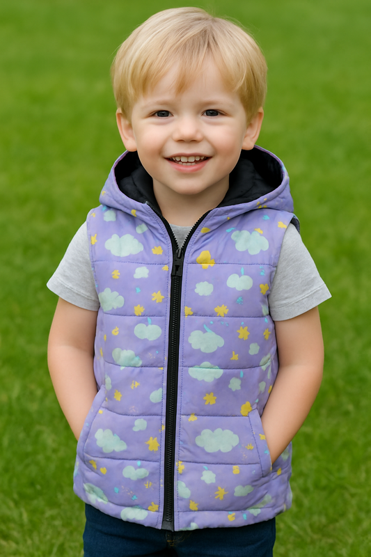 Puffer Sleeveless Jacket | Clouds | Light Purple