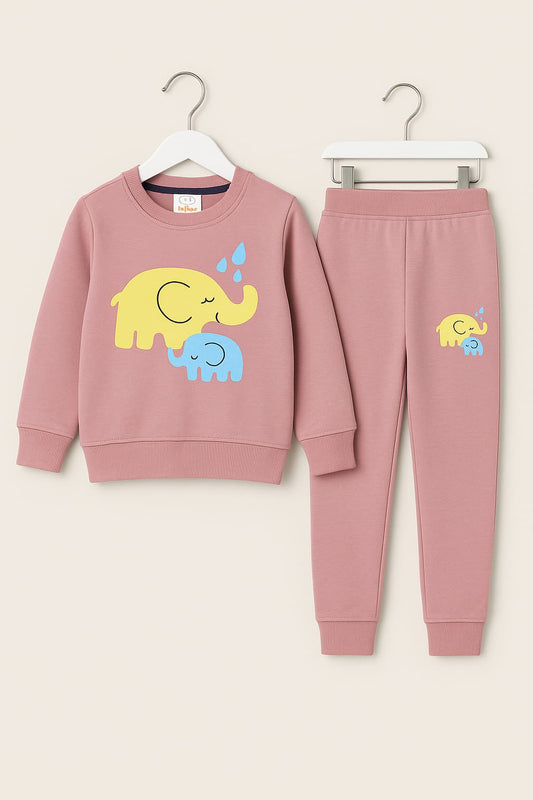 Girls Winter Track Suite | Elephant | Baby Pink