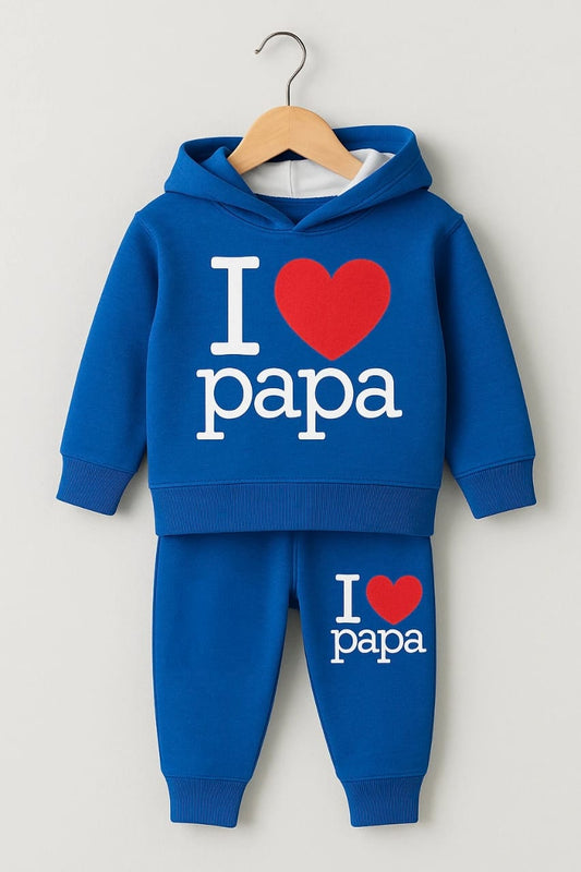 Boys Hoddie Winter Track Suite | I Love Papa | Blue