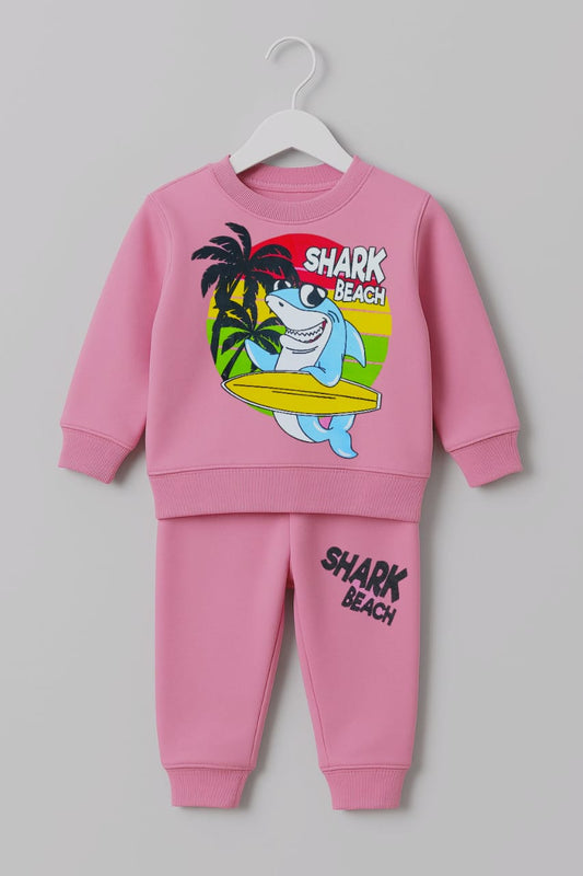 Girls Winter Track Suite | Shark | Baby Pink