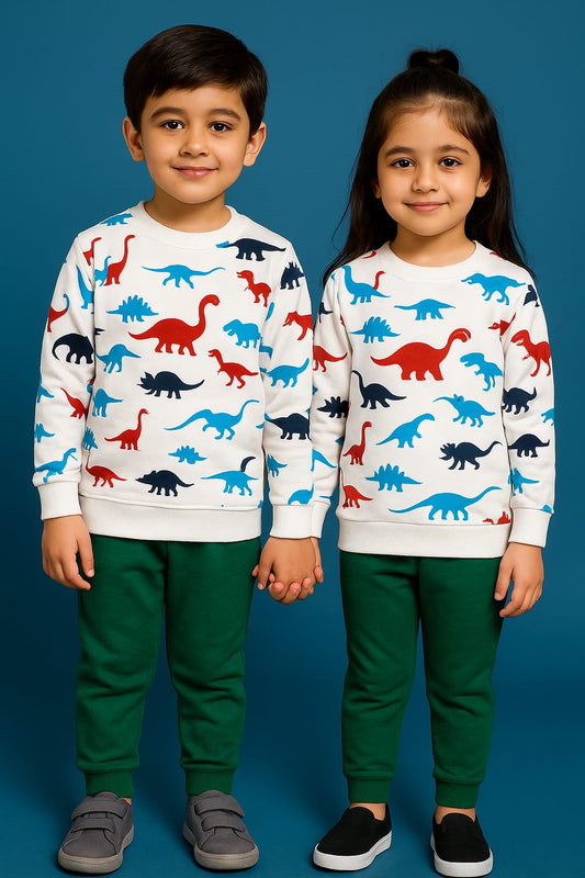 Unisex Winter Track Suite | Dino | White
