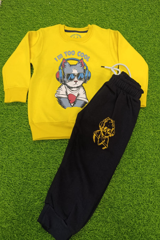 Unisex Winter Track Suite | Cool Cat | Yellow & Black