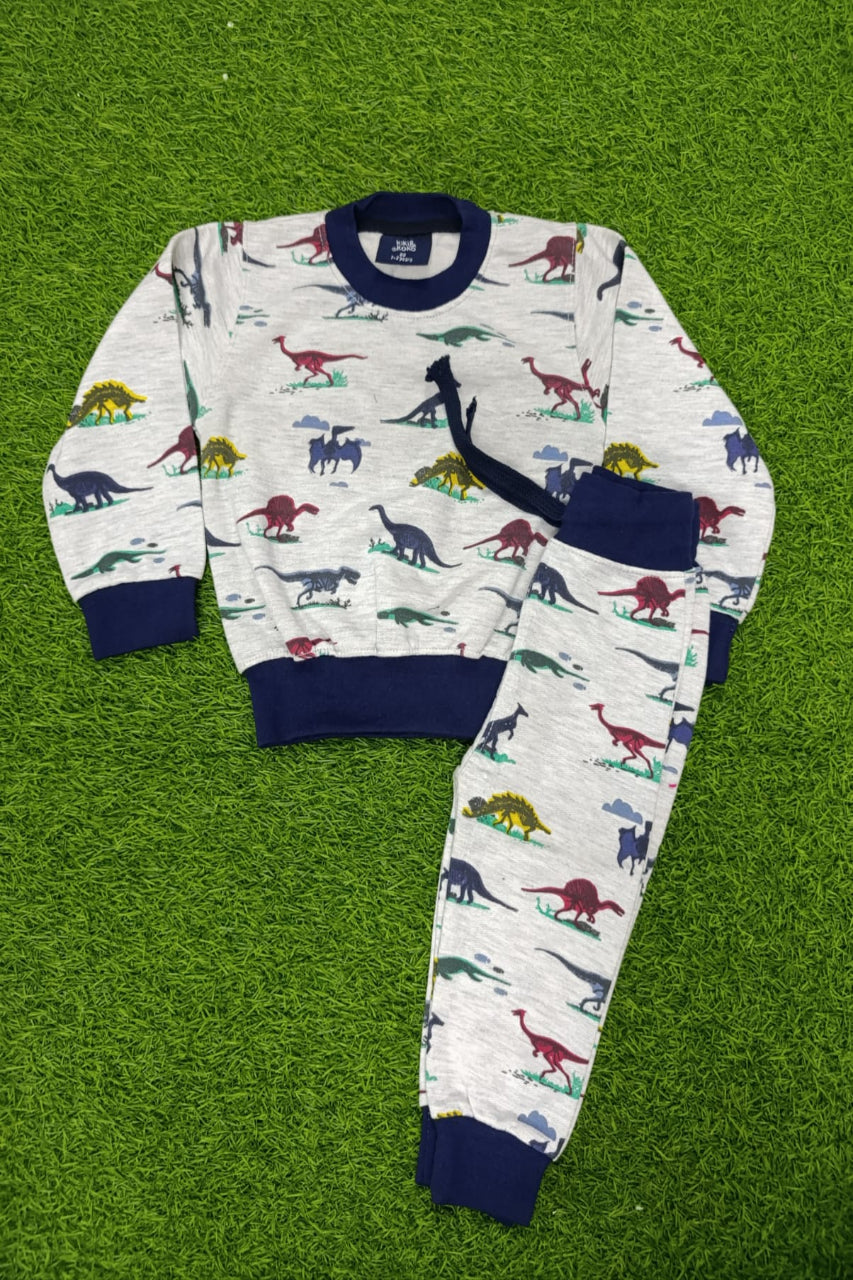 Boys Winter Track Suite | Dinosaur | White