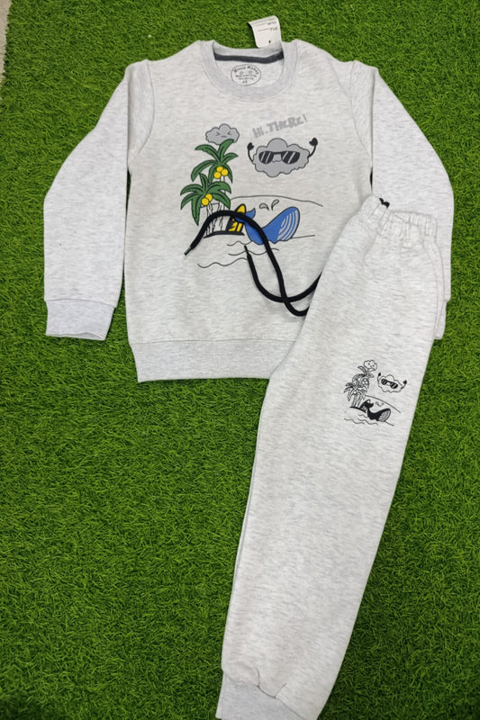 Boys Winter Track Suite | Cloud | White