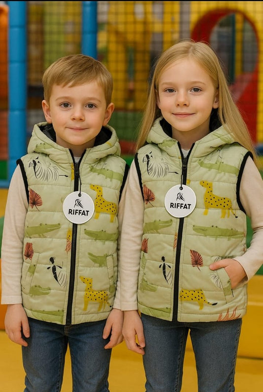 Puffer Sleeveless Jacket | Dino | Light Green