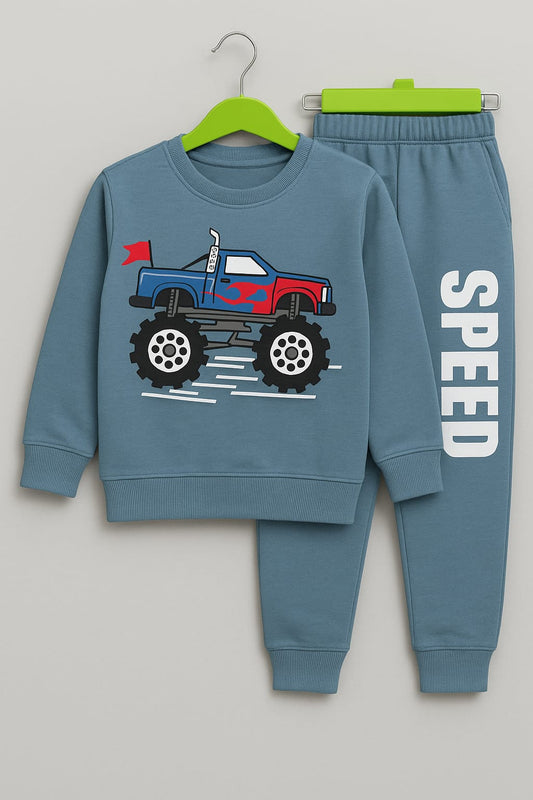 Boys Winter Track Suite | Speed Truck | Greish Blue