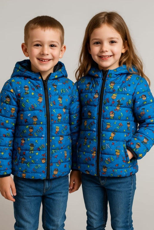 Puffer Full Sleeve Hoodie  | Cartoon | Blue